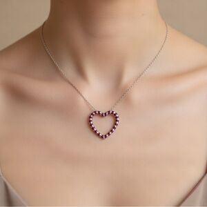 Tiffany & Co. Palina Silver and Red Heart Pendant Necklace